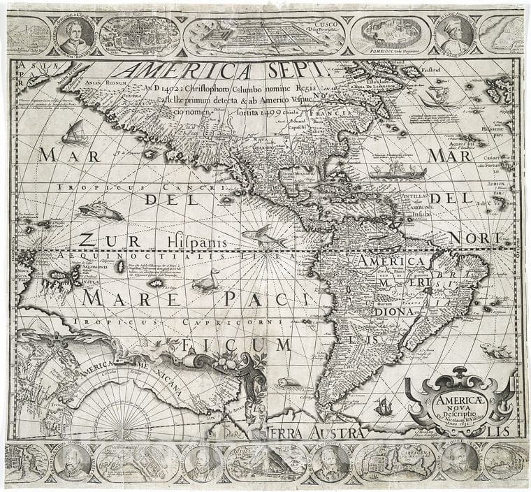 Historic 1631 Map - Americae Nova Descriptio - America - America - Maps - Early Works To 1800 - Charts And Maps - Vintage Wall Art