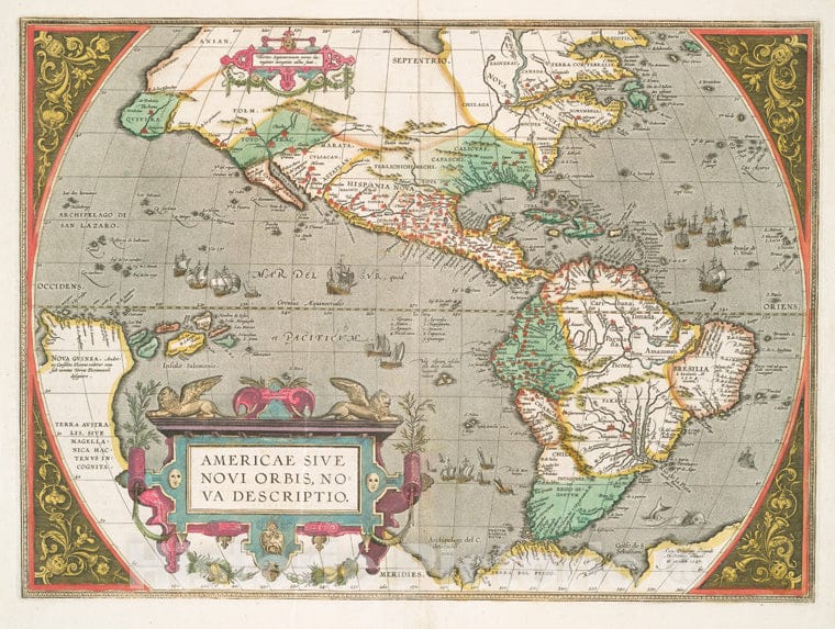 Historic 1606 Map - Americae Sive Novi Orbis, Nova Descriptio. - America - America - Maps - Early Works To 1800 - Charts And Maps - Vintage Wall Art