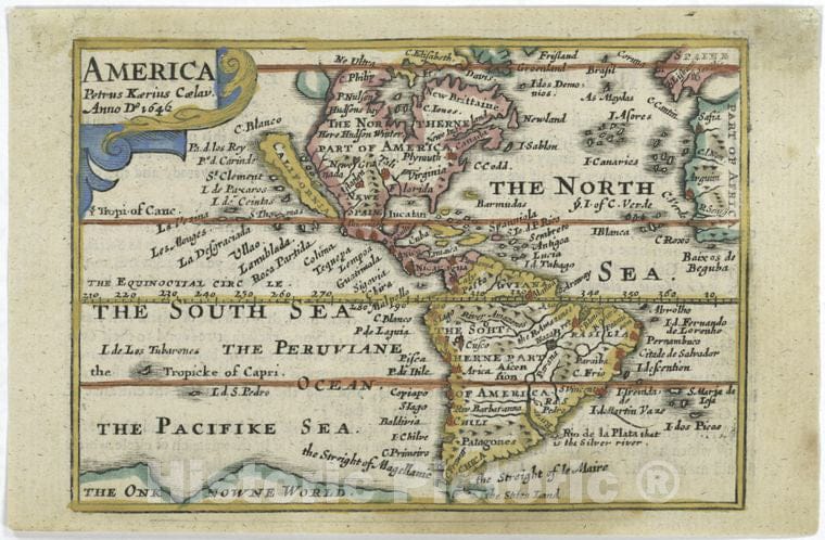 Historic 1646 Map - America - America - America - Maps - Early Works To 1800 - Charts And Maps - Vintage Wall Art