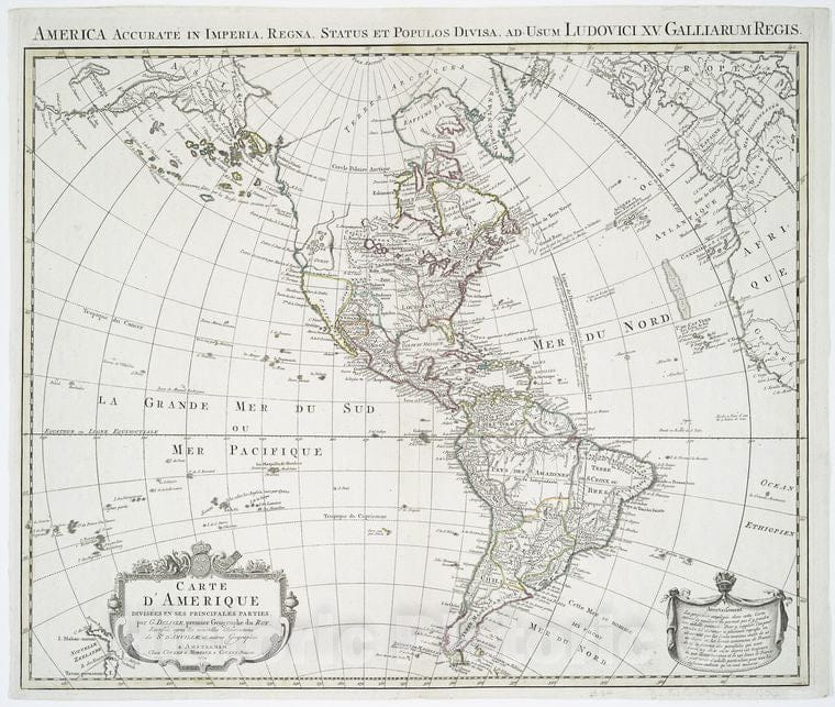 Historic 1774 Map - Carte D'Amerique, Divisees En Ses Principales Parties - America - Maps - Early Works To 1800 - Charts And Maps - Vintage Wall Art
