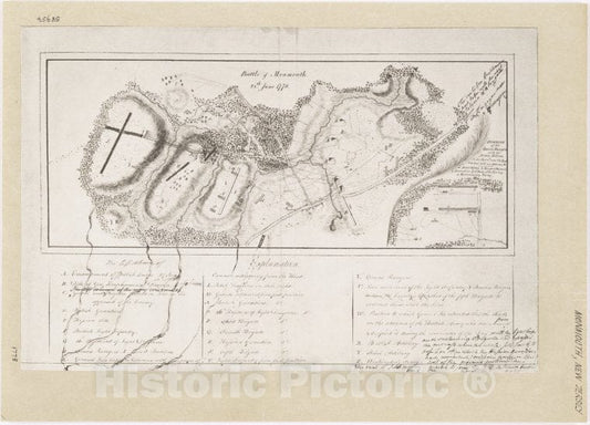 Historic 1834 Map - Battle Of Monmouth, June 28Th, 1778. - New Jerseymaps Of North America. - Revolutionary War, 1775-1783 - Vintage Wall Art