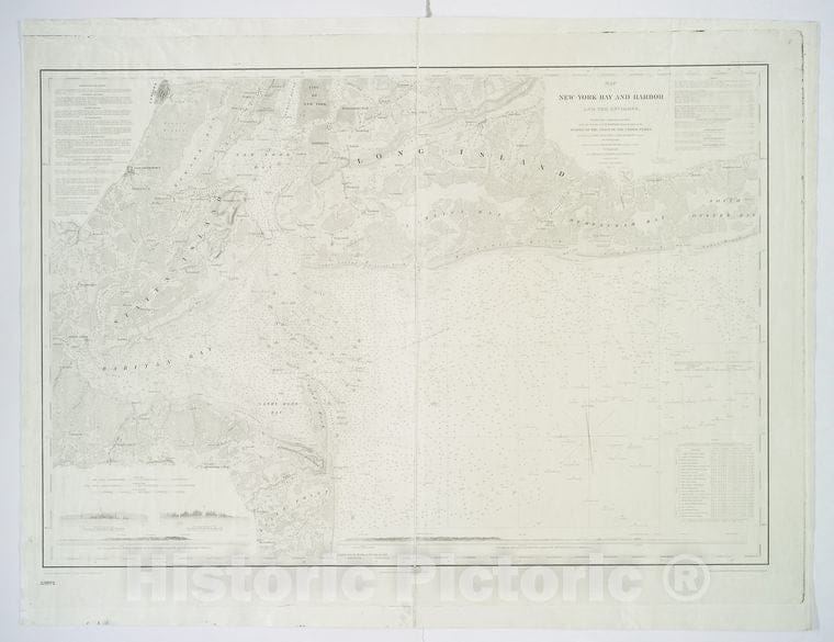 Historic 1845 Map - Map Of New-York Bay And Harbor And The Environs - Vintage Wall Art