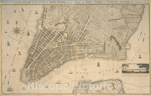Historic 1797 Map - A New & Accurate Plan Of The City Of New York In The State Of Ne - Vintage Wall Art