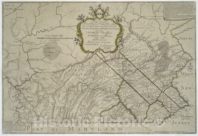 Historic Map - To The Honorable Thomas Penn And Richard Penn, Esquires, True An - Vintage Wall Art