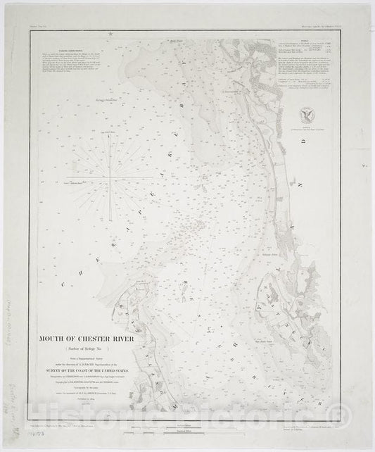 Historic 1849 Map - Mouth Of Chester River : (Harbor Of Refuge No.) - Maryland - Chester River Estuarymaps Of North America. - Maryland - Vintage Wall Art