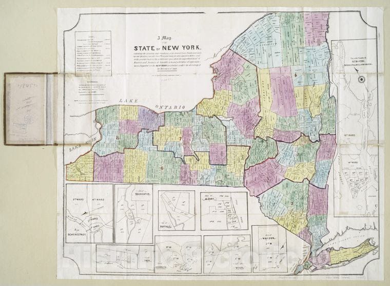 Historic 1845 Map - A Map Of The State Of New York : Exhibiting The Situation And Bo - Vintage Wall Art