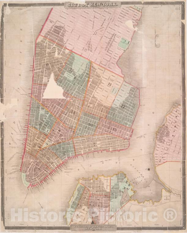 Historic 1837 Map - City Of New-York - Vintage Wall Art