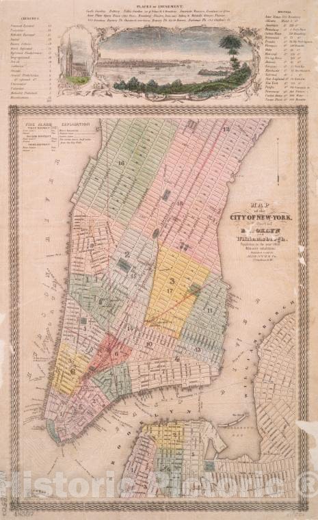 Historic 1850 Map - Map Of The City Of New-York With Part Of Brooklyn And Williamsbu - Vintage Wall Art, V2