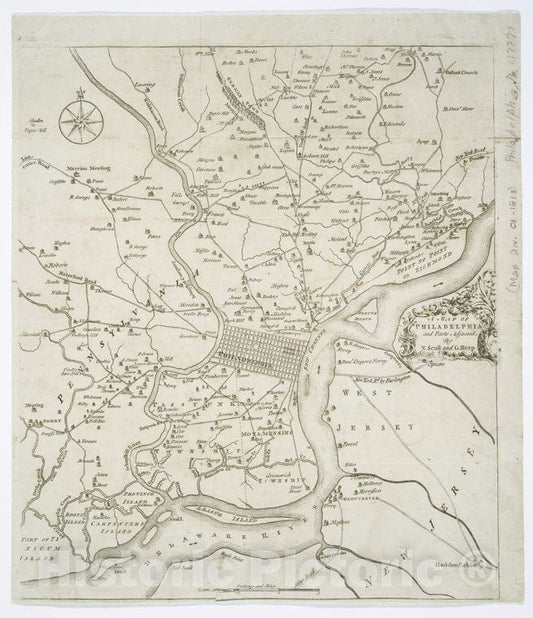 Historic Map - 1777 A Map Of Philadelphia And Parts Adjacent - Vintage Wall Art