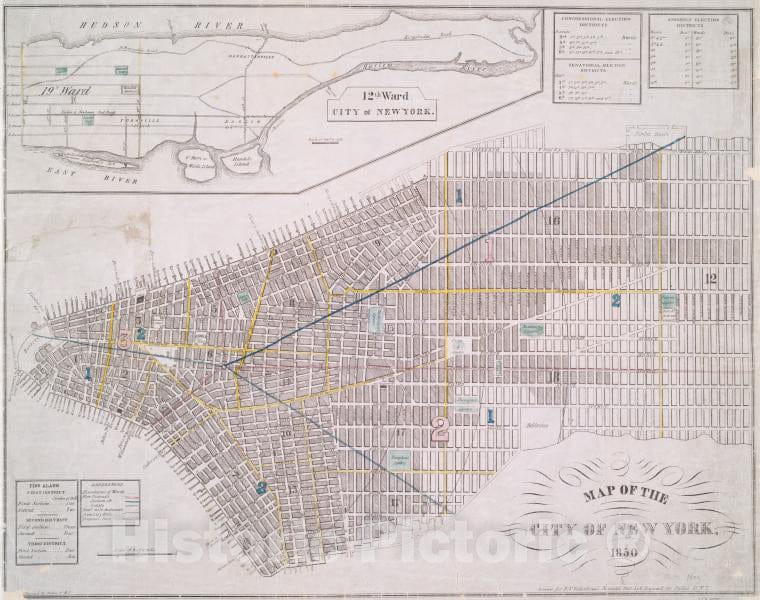 Historic 1850 Map - Map Of The City Of New York, 1850 - Vintage Wall Art