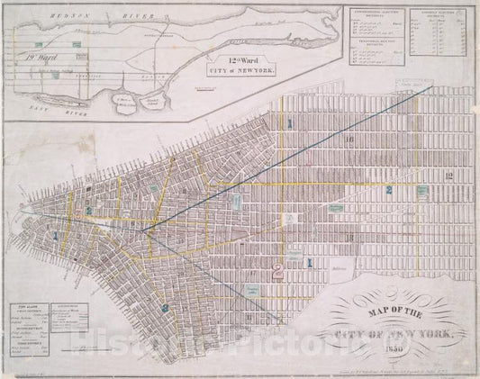 Historic 1850 Map - Map Of The City Of New York, 1850 - Vintage Wall Art