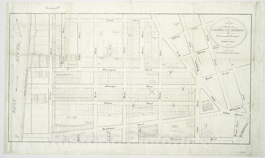 Historic 1849 Map - Map Of Property On Brooklyn Heights, Or, Pierrepont Estate, And - Vintage Wall Art