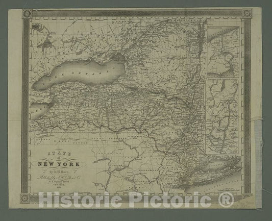 Historic Map - 1840 State Of New York - Vintage Wall Art