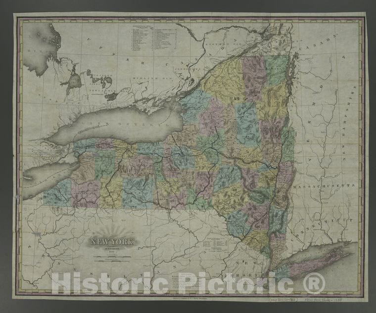 Historic 1838 Map - New York - New York (State) - New York (State) - Maps Of New York City And State - Vintage Wall Art