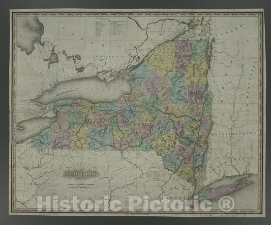 Historic 1838 Map - New York - New York (State) - New York (State) - Maps Of New York City And State - Vintage Wall Art
