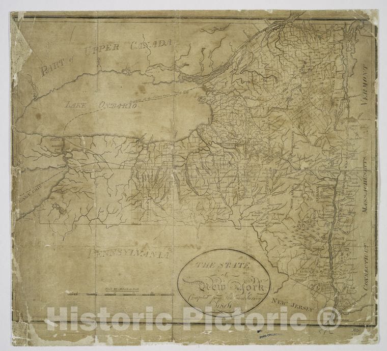 Historic 1801 Map - The State Of New York : Compiled From The Latest Surveys - New York (State) - Maps Of New York City And State - Vintage Wall Art