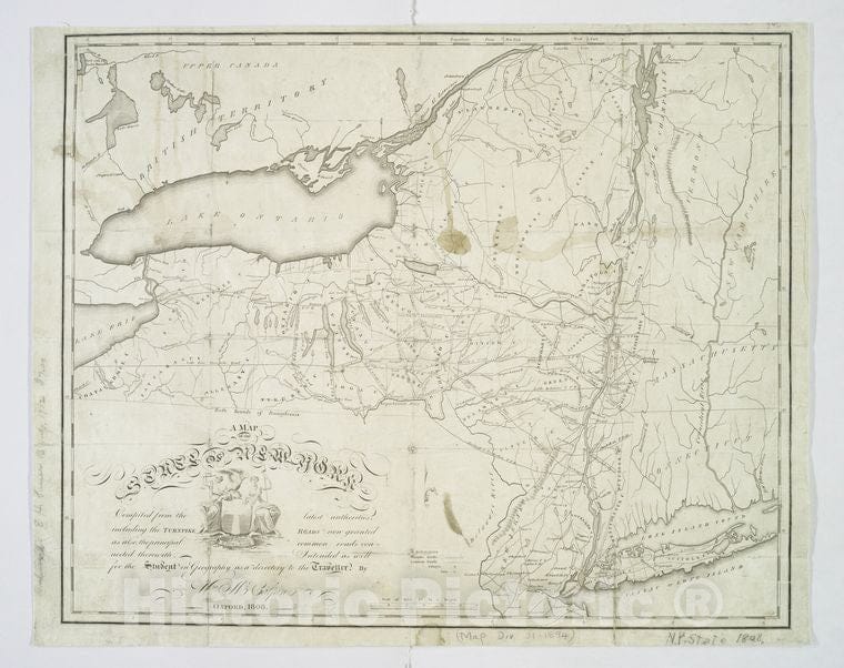 Historic 1808 Map - A Map Of The State Of New York : Compiled From The Latest Author - New York (State) - New York (State) - Maps Of New York City And State - Vintage Wall Art