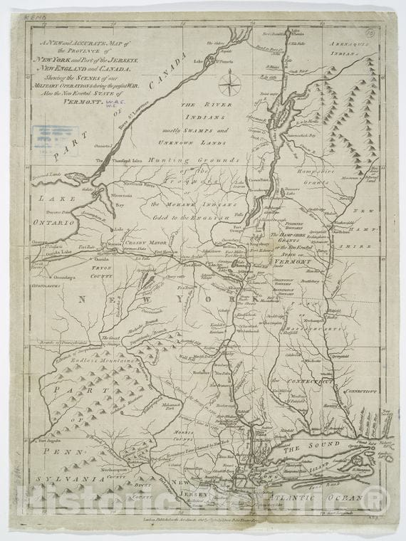 Historic 1780-10-31 Map - A New And Accurate Map Of The Province Of New York And Part Of T - Vintage Wall Art