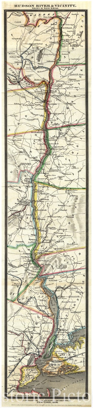 Historic 1835 Map - Hudson River & Vicinity - Vintage Wall Art