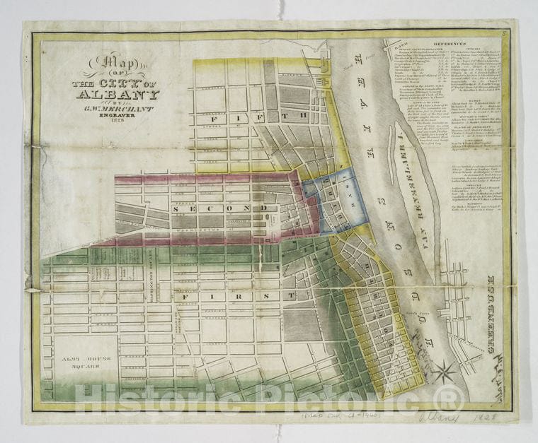 Historic 1828 Map - Map Of The City Of Albany - Vintage Wall Art