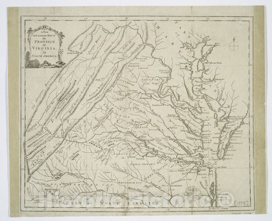 Historic 1779 Map - A New And Accurate Map Of The Province Of Virginia In North America. - Virginia - Maps - Early Works To 1800Maps Of North America. - Virginia - Vintage Wall Art