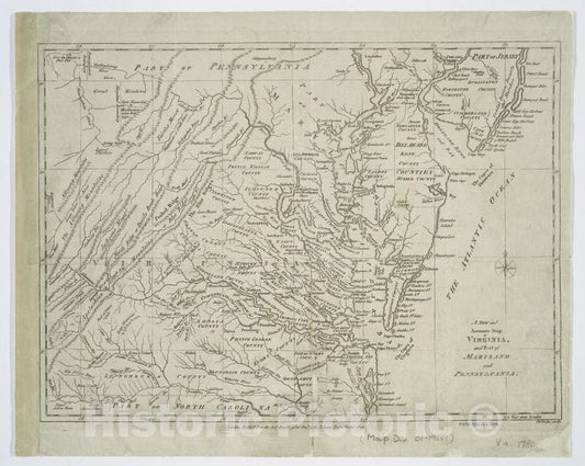 Historic 31St Decr. 1780 Map - A New And Accurate Map Of Virginia : And Part Of Maryland And Pe - Vintage Wall Art