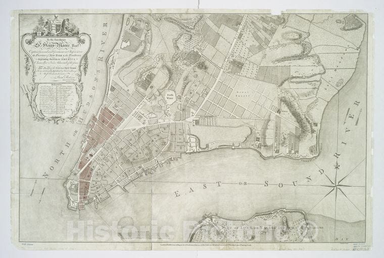 Historic 1776-01-12 Map - To His Excellency Sr. Henry Moore, Bart, Captain General And Go - Vintage Wall Art
