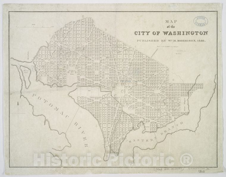 Historic 1840 Map - Map Of The City Of Washington - Vintage Wall Art