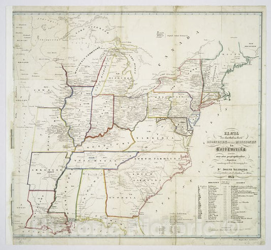 Historic 1845 Map - Karte Der Katholischen Dioecesen Und Deren Missionen In Nordamerika - United Statesmaps Of North America. - Vintage Wall Art