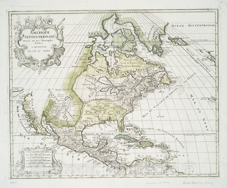 Historic Map - 1792 Amerique Septentrionale Divisee En Ses Principales Parties. - Vintage Wall Art