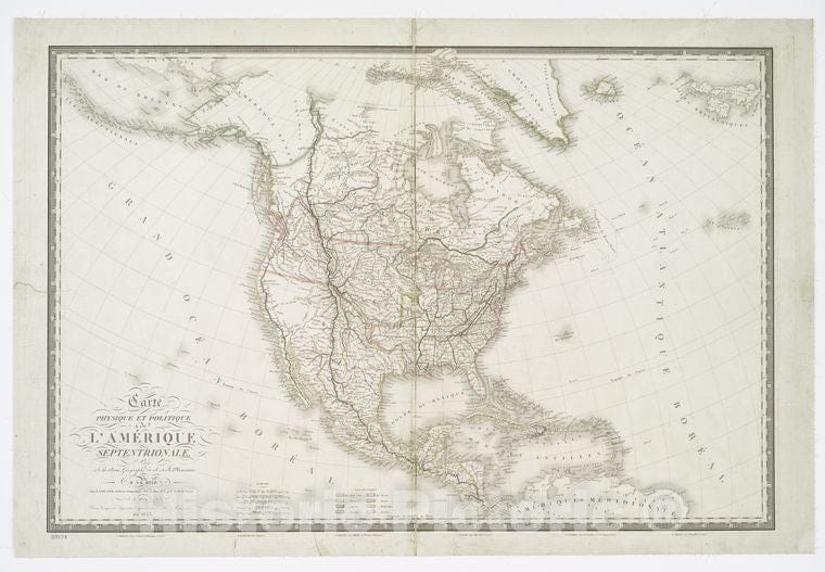 Historic 1821 [I.E. 1825] Map - Carte Physique Et Politique De L'Amerique Septentrionale - Vintage Wall Art