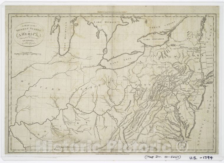 Historic Map - 1794 Map Of The Middle States Of America - Vintage Wall Art