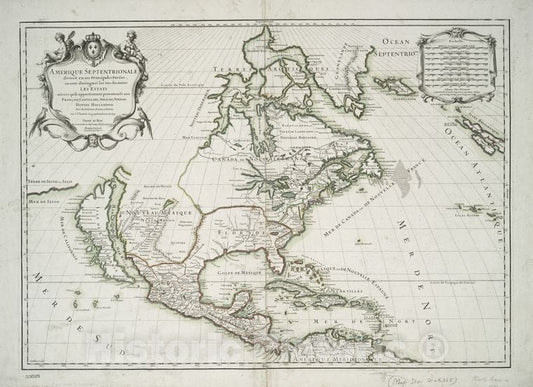 Historic Map - 1692 North America: Divided Into Its Main Parts, According To Whether They Belong To The French, Castilian, English, Swedish, Danish, Dutch. - Vintage Wall Art