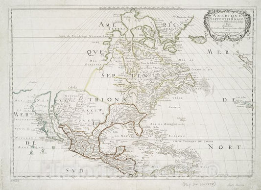 Historic 1650 Map - Amerique Septentrionale - North America - Maps - Early Works To 1800Maps Of North America. - Vintage Wall Art