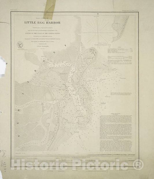 Historic 1846 Map - Little Egg Harbor - New Jersey - Little Egg Harbor (N.J.) - Maps - Little Egg Harbormaps Of North America. - Cities And Towns - Vintage Wall Art