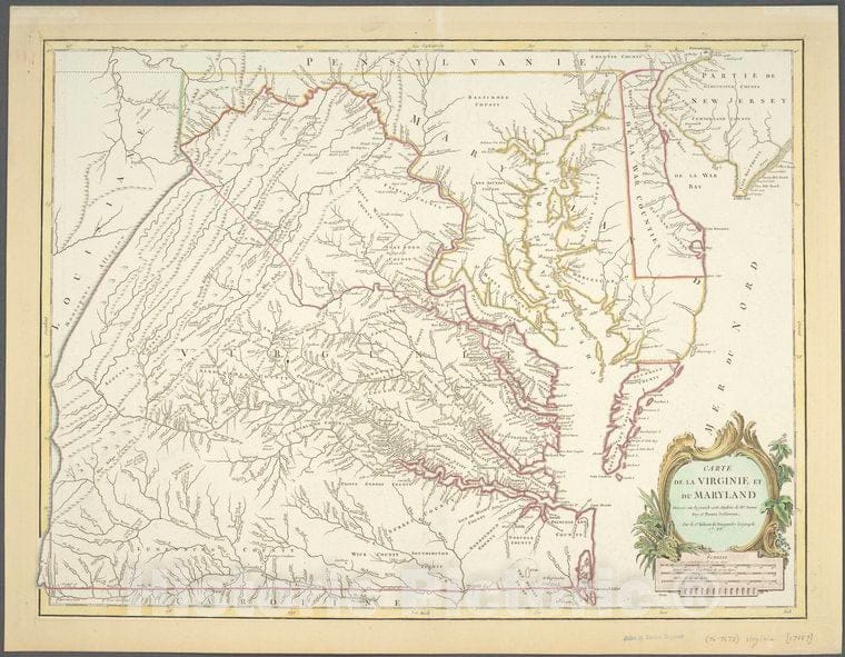 Historic 1785 Map - Carte De La Virginie Et Du Maryland Dressee Sur La Grande Carte - Vintage Wall Art