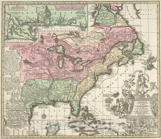 Historic 1734 Map - Accurata Delineatio Celeberrimae Regionis Ludovicianae Vel Galli - North America - North America - Maps - Early Works To 1800 - Vintage Wall Art