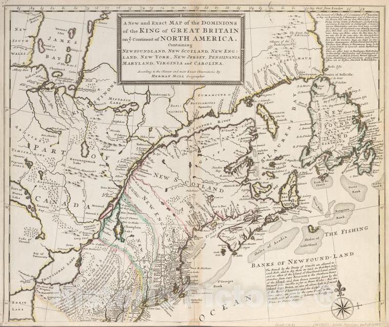 Historic 1715 [I.E. 1731] Map - A New And Exact Map Of The Dominions Of The King Of Great Britai - North America - Maps - Early Works To 1800 - Vintage Wall Art