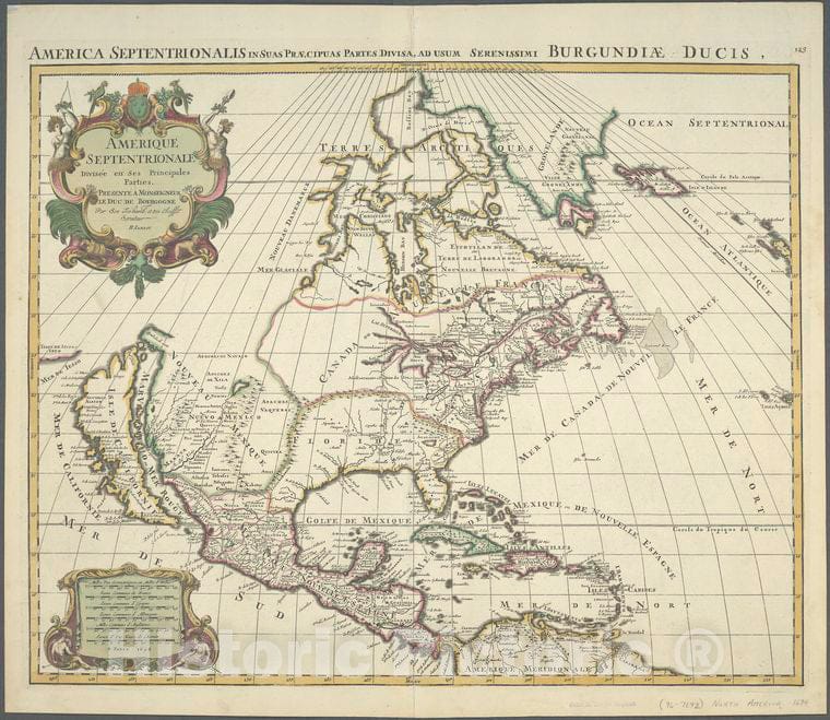 Historic 1694 Map - Amerique Septentrionale Divisee En Ses Principales Parties. - North America - North America - Maps - Early Works To 1800 - Vintage Wall Art