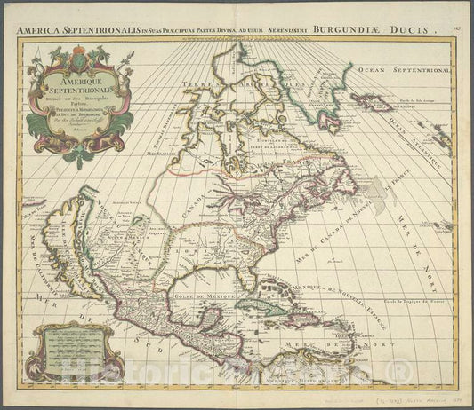 Historic 1694 Map - Amerique Septentrionale Divisee En Ses Principales Parties. - North America - North America - Maps - Early Works To 1800 - Vintage Wall Art