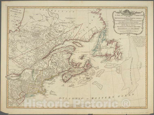Historic 1794 Map - A New And Correct Map Of The British Colonies In North America C - Vintage Wall Art