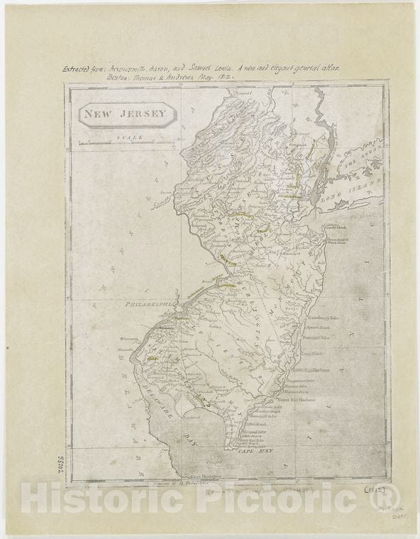 Historic 1812-05 Map - New Jersey - New Jersey - Maps - Vintage Wall Art