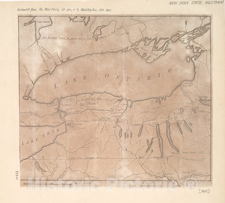 Historic 1810 Map - Western New York In 1809 - New York (State) - Maps Of New York City And State - Vintage Wall Art
