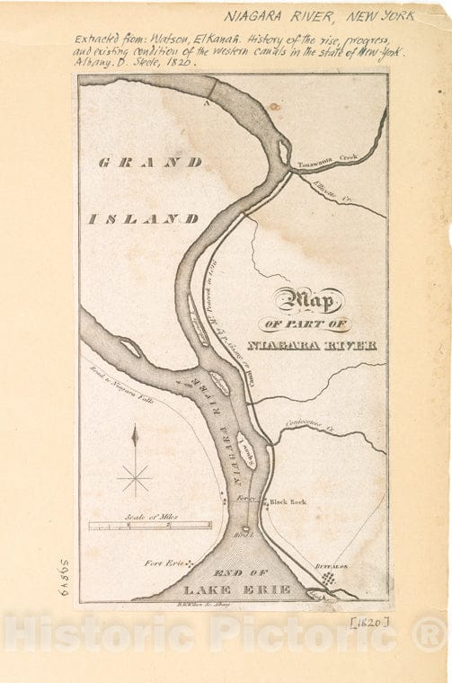Historic Map - 1820 Niagara River (N.Y. And Ont.), Map Of Part Of Niagara River - Vintage Wall Art
