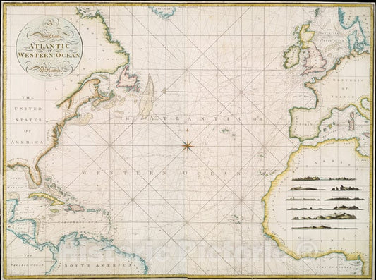 Historic Map - 1797 Chart Of The Atlantic Or Western Ocean - Vintage Wall Art