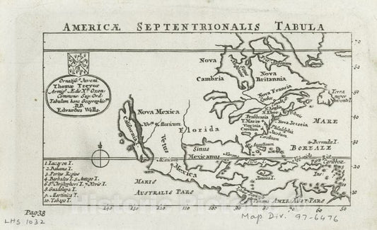Historic 1709 Map - Americae Septentrionalis Tabula. - North America - Maps - Early Works To 1800 - Charts And Maps - Vintage Wall Art