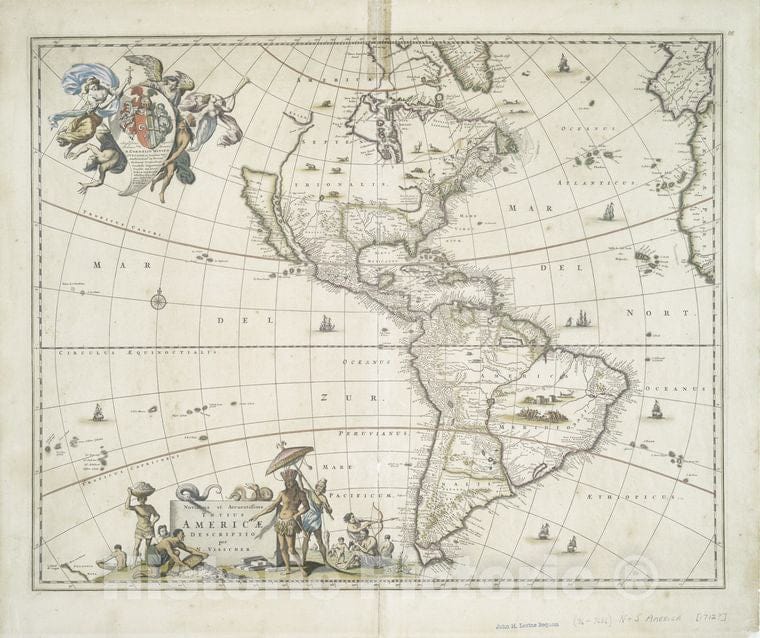 Historic 1658 Map - Novissima Et Accuratissima Totius Americae Descriptio - America - Maps - Early Works To 1800 - Vintage Wall Art