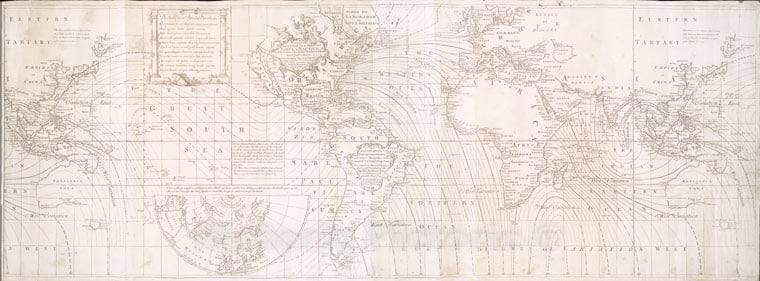Historic 1745 Map - Accuratissima Totius Terrarum Orbis Tabula Nautica- Charts And Maps - Vintage Wall Art