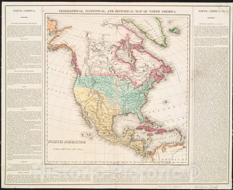 Historic 1822 Map - Geographical, Statistical, And Historical Map Of North America - North America - Maps Of North America. - Vintage Wall Art
