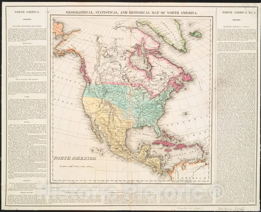 Historic 1822 Map - Geographical, Statistical, And Historical Map Of North America - North America - Maps Of North America. - Vintage Wall Art